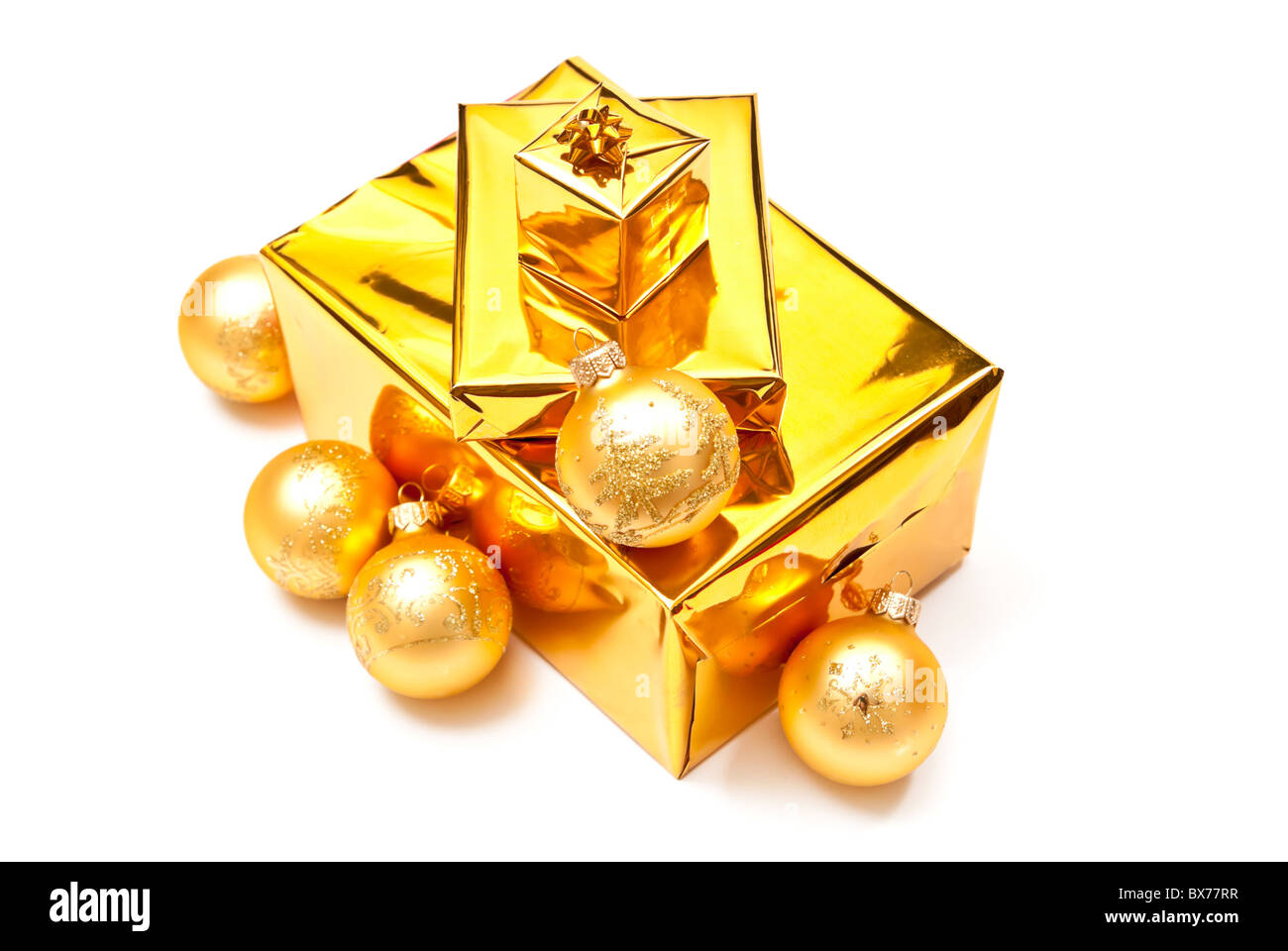 Goldene Geschenke Stockfoto