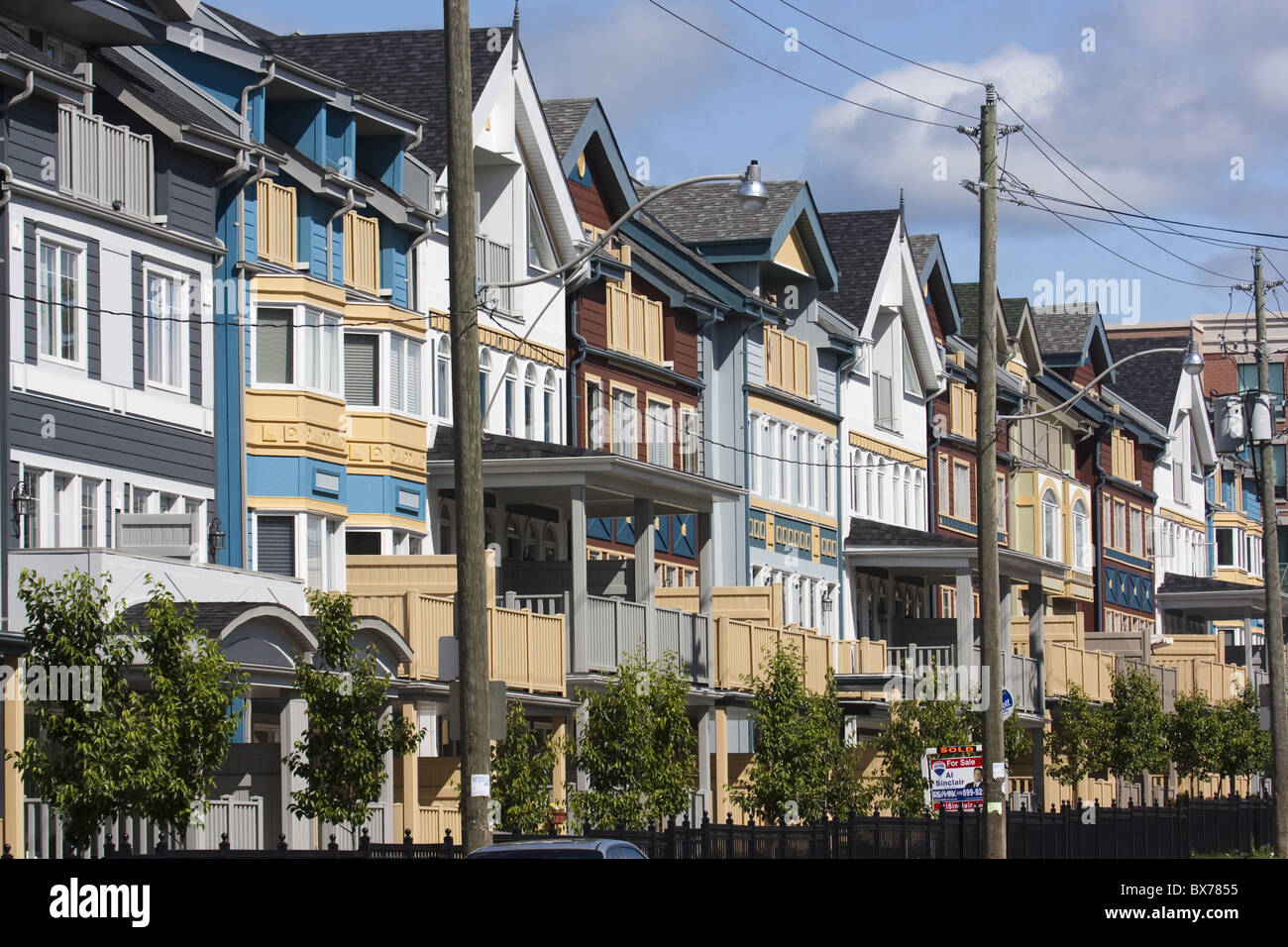 Bunte Häuser im Bereich Strände von Toronto, Ontario, Kanada, Nordamerika Stockfoto