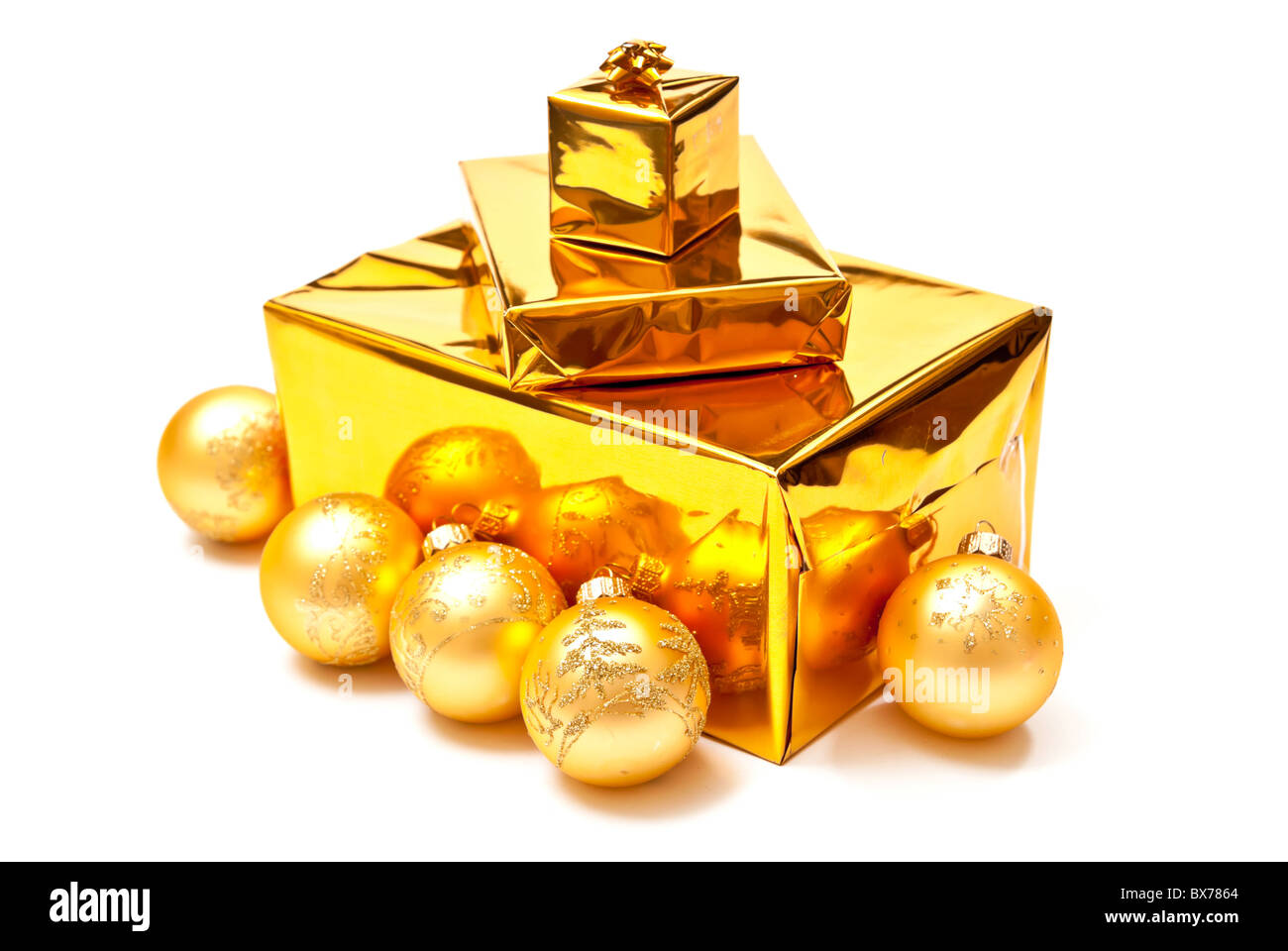 Goldene Geschenke Stockfoto