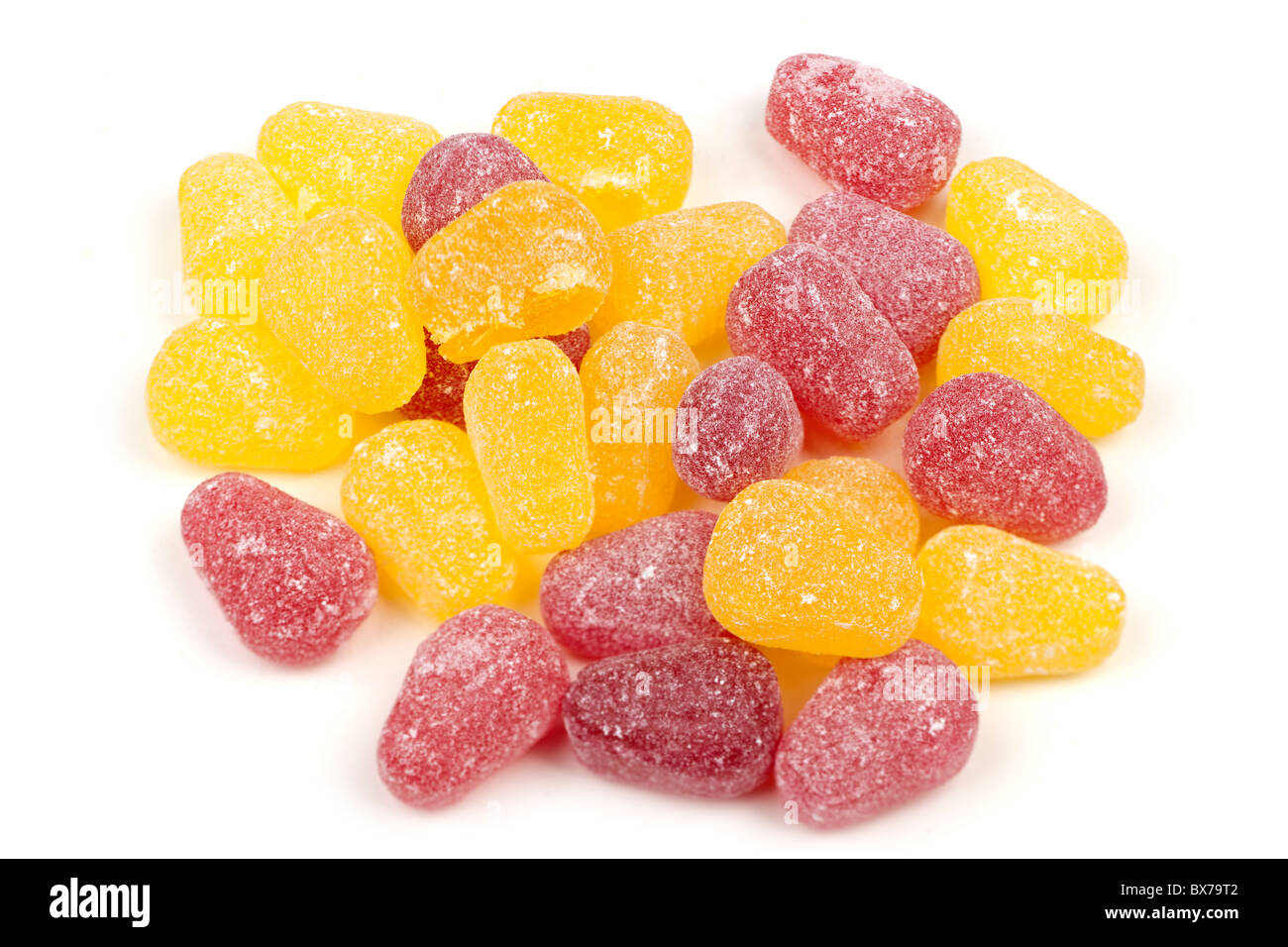 Haufen von Pear Drop Süßigkeiten Stockfoto
