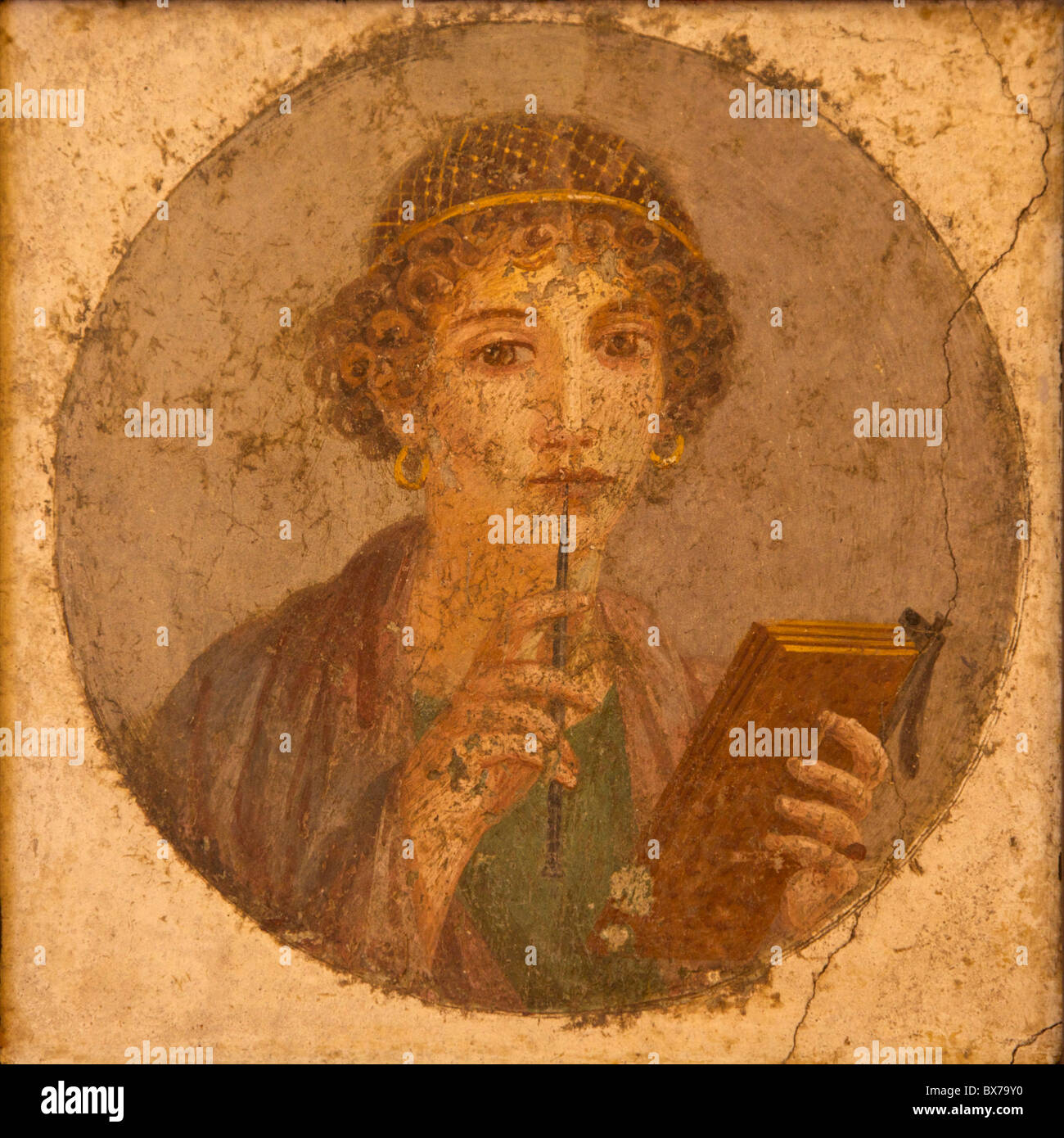 Porträt des jungen Mädchens, Sappho, aus Pompeji, Archäologisches Nationalmuseum Neapel, Kampanien, Italien, Europa Stockfoto