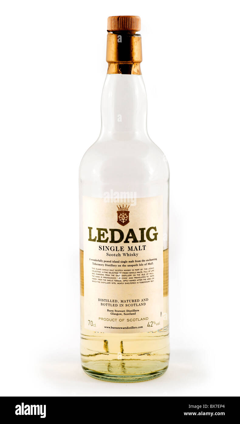 Flasche Ledaig single Malt Scotch Whisky Stockfoto