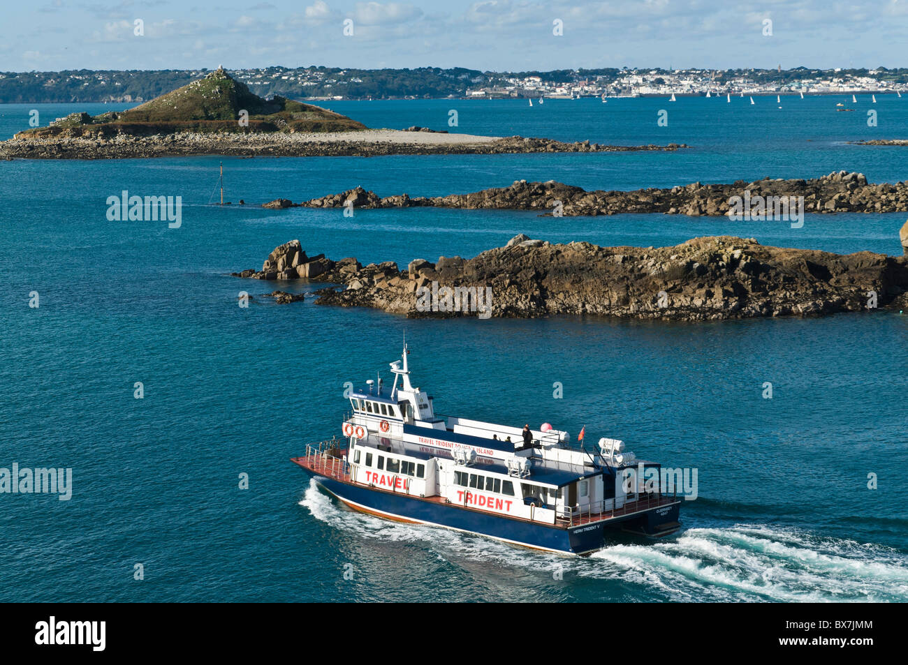 dh Herm Insel HERM GUERNSEY Herm Trident Fähre verlassen Herm für Guernsey Stockfoto
