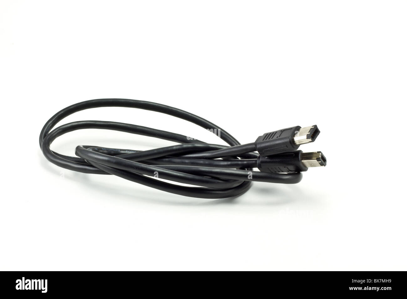 FireWire-Kabel isoliert auf weißem Hintergrund Stockfoto