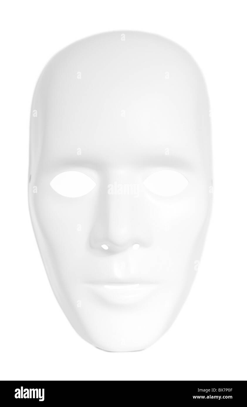 Weiße Maske. Alle isoliert auf weißem Hintergrund. Stockfoto