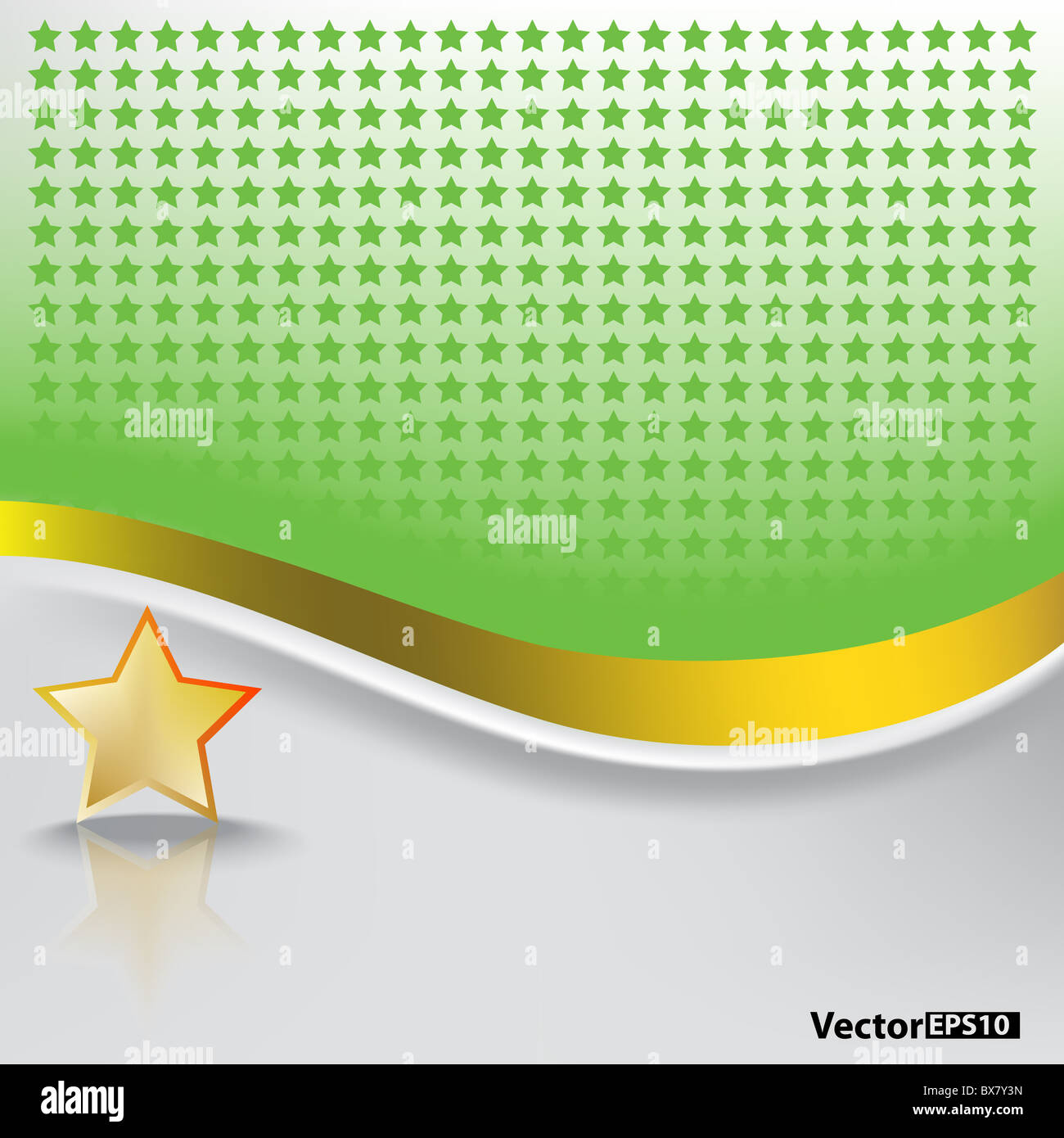 abstrakten grünen Hintergrund mit goldenen Stern auf weißem Stockfoto