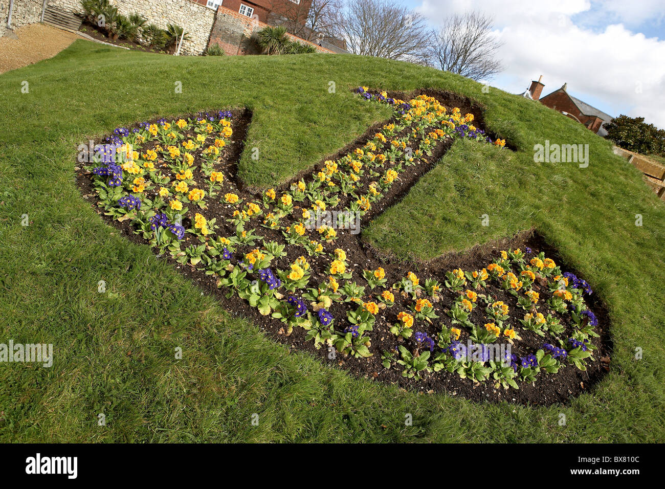 Blumen in Form der Anker gesetzt Southampton UK Stockfoto