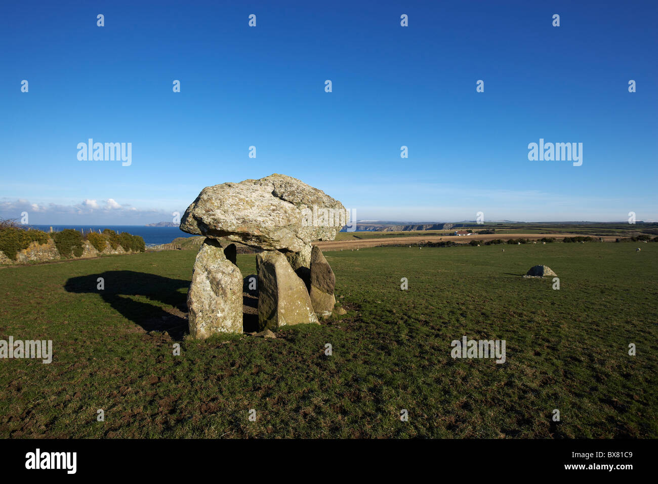Position Samson, neolithische Grabkammer, Abercastle, Pembrokeshire, West Wales, UK Stockfoto