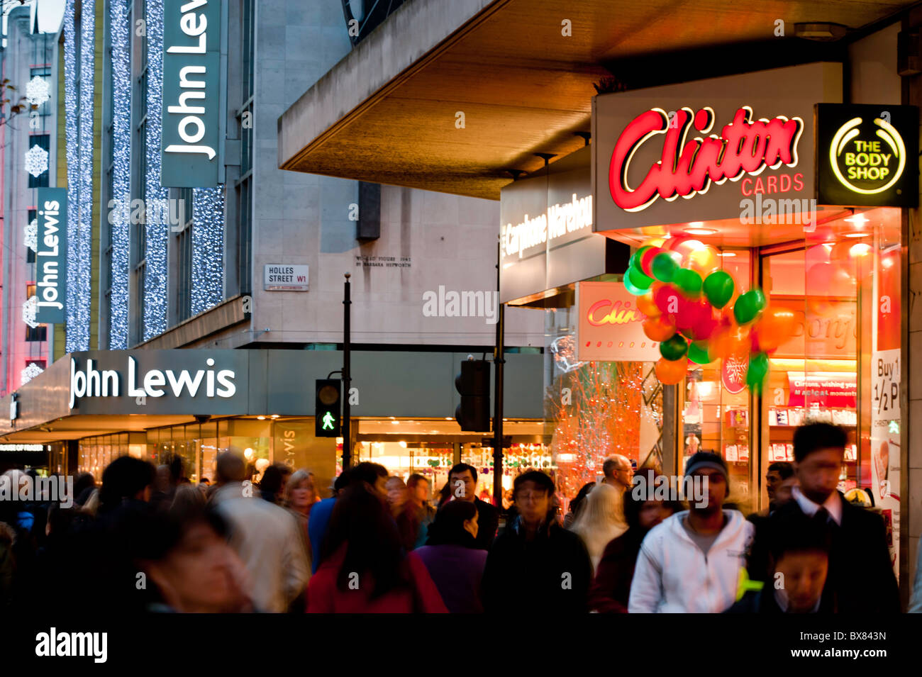 Oxford Street-Beleuchtung an Weihnachten 2010 Saison, London, Vereinigtes Königreich Stockfoto