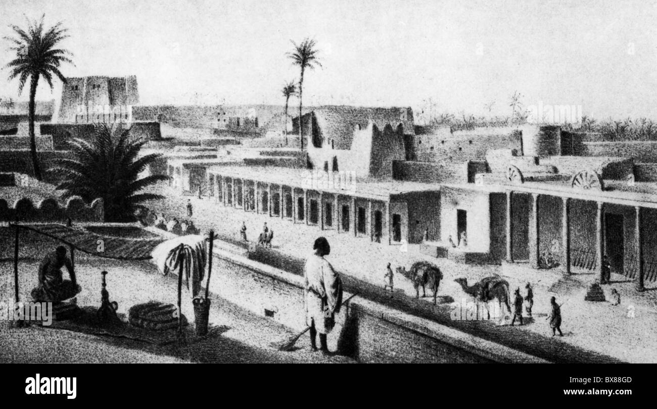 Geographie / Reisen, Libyen, Murzuk, britisches Konsulat, Terrasse, Mai 1850, Zusatzrechte-Clearences-nicht vorhanden Stockfoto