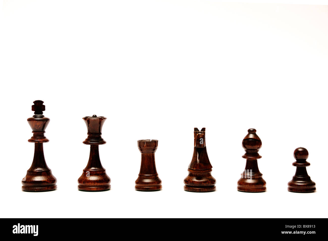 Schach Stücke isoliert, schwarz set Stockfoto