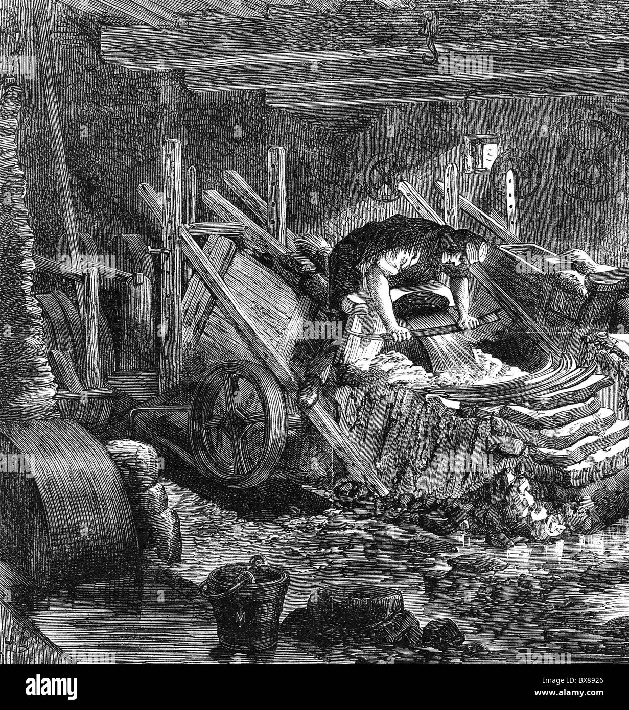 Personen, Berufe, skythe Grinder, Holzstich, 'The Illustrated London News', 6.1.1866, , Zusatz-Rights-Clearences-not available Stockfoto