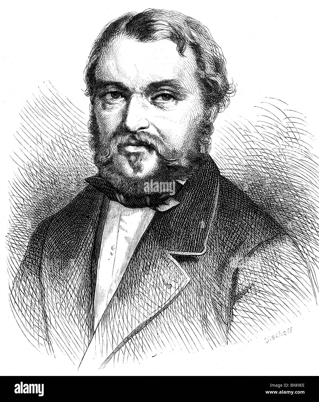 Barth, Heinrich, 16.2.181 - 25.11.1865, Entdecker und Wissenschaftler in Deutschland, Porträt, Holzgravur nach einem Foto von E. Hartmann, 19. Jahrhundert, Stockfoto