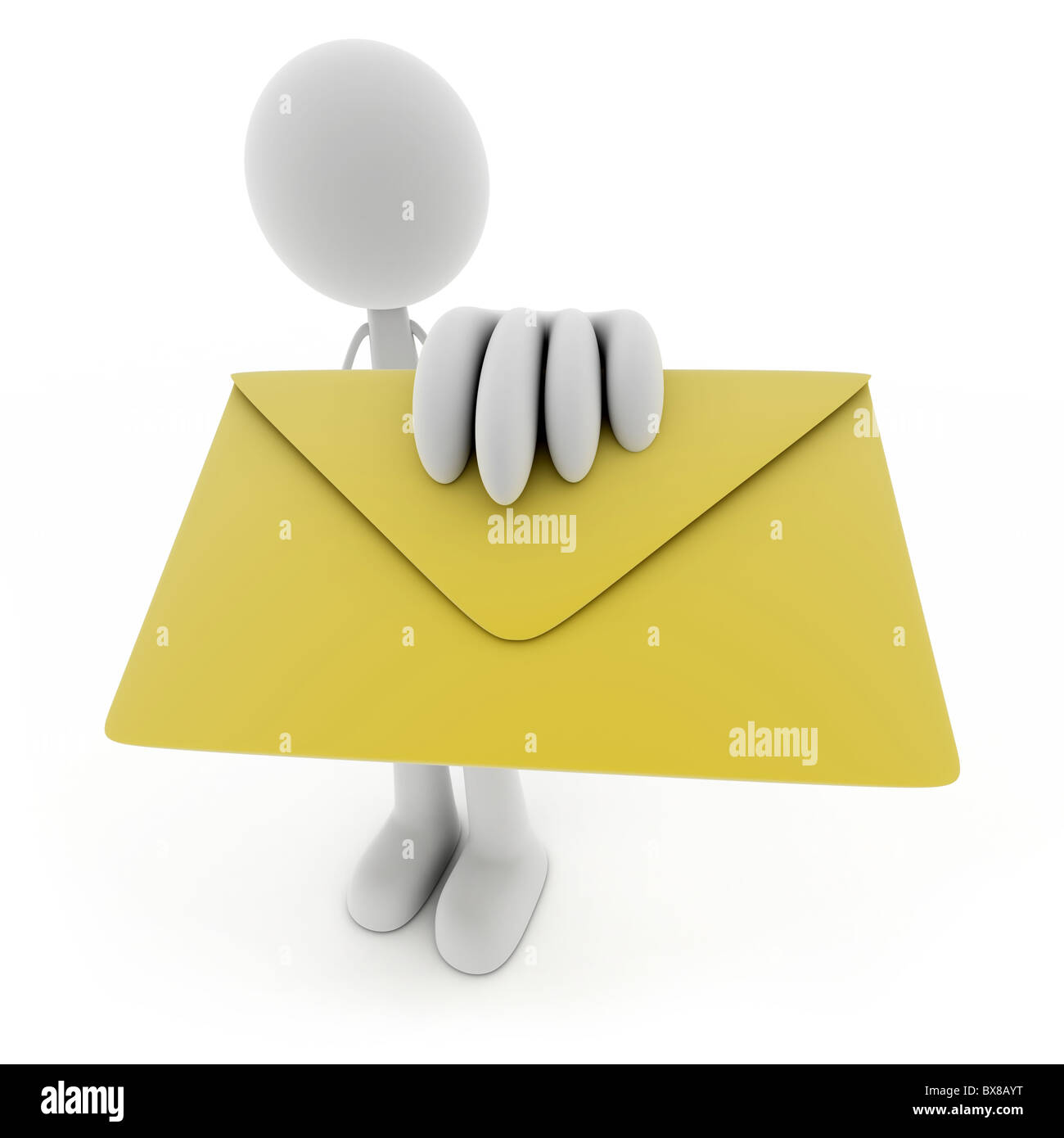 Abstrakt, Postbote und Mail (in 3d gemacht, isoliert) Stockfoto