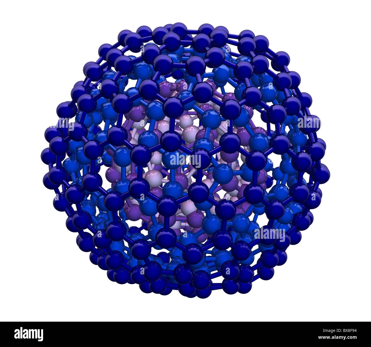 3D-Modell des verschachtelten Buckyball Moleküle Stockfoto