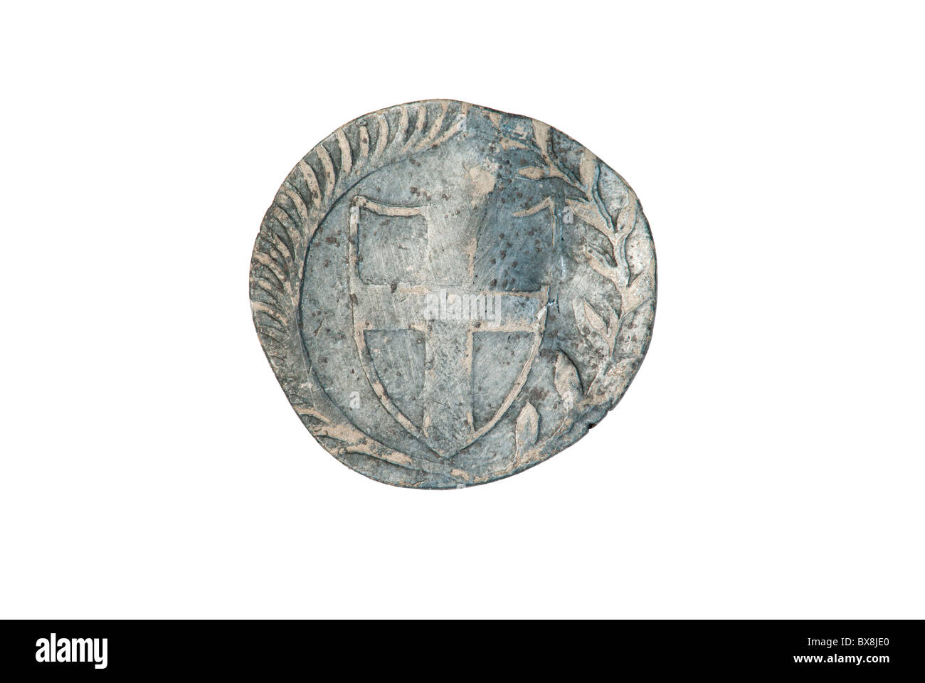 Vorderseite der englischen Commonwealth Silber Halfgroat Stockfoto