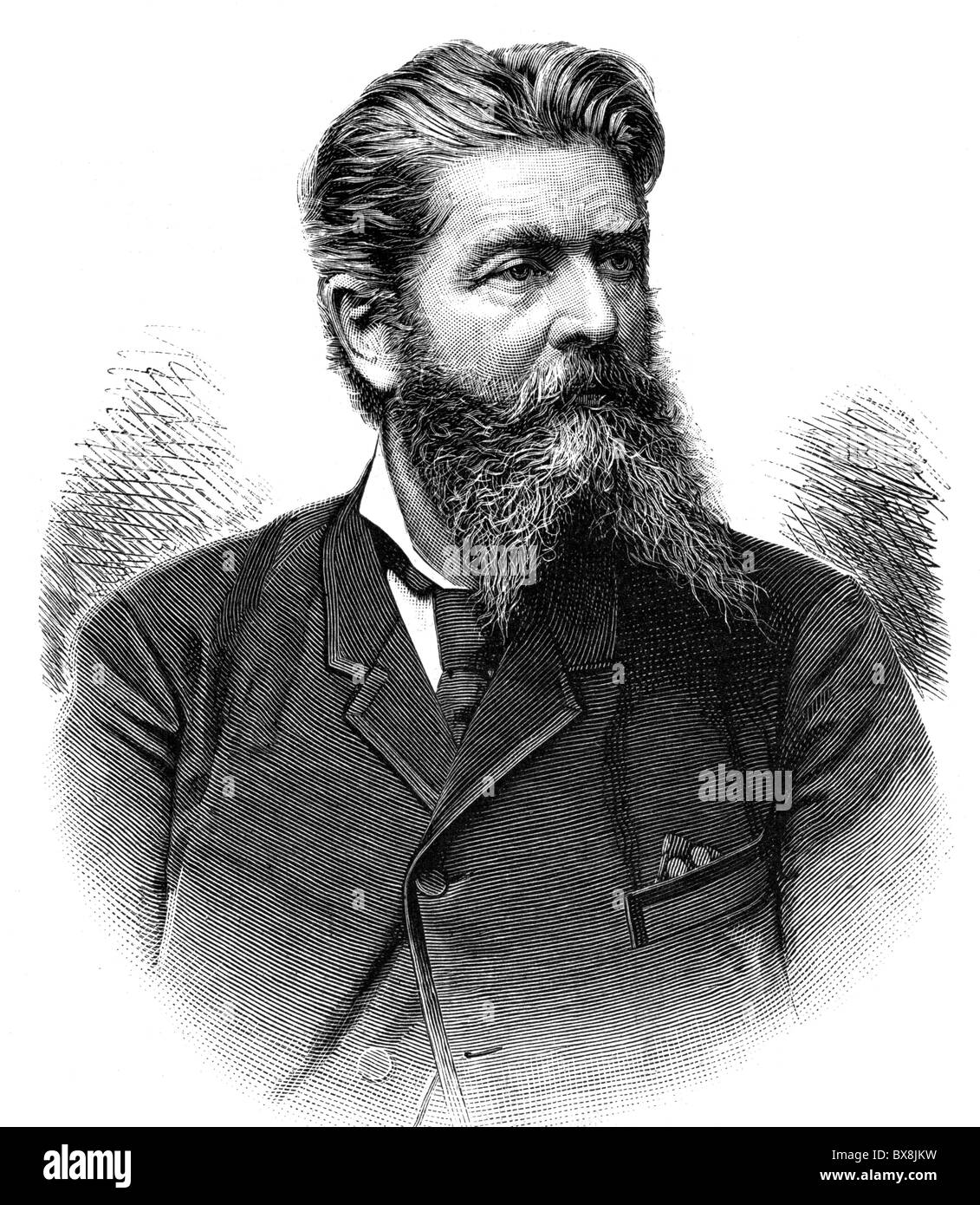 Junker, Wilhelm, 6.4.1840 - 13.2.1892, Entdecker in Deutschland, Porträt, Holzgravur, erschienen im Jahre 1892, Stockfoto