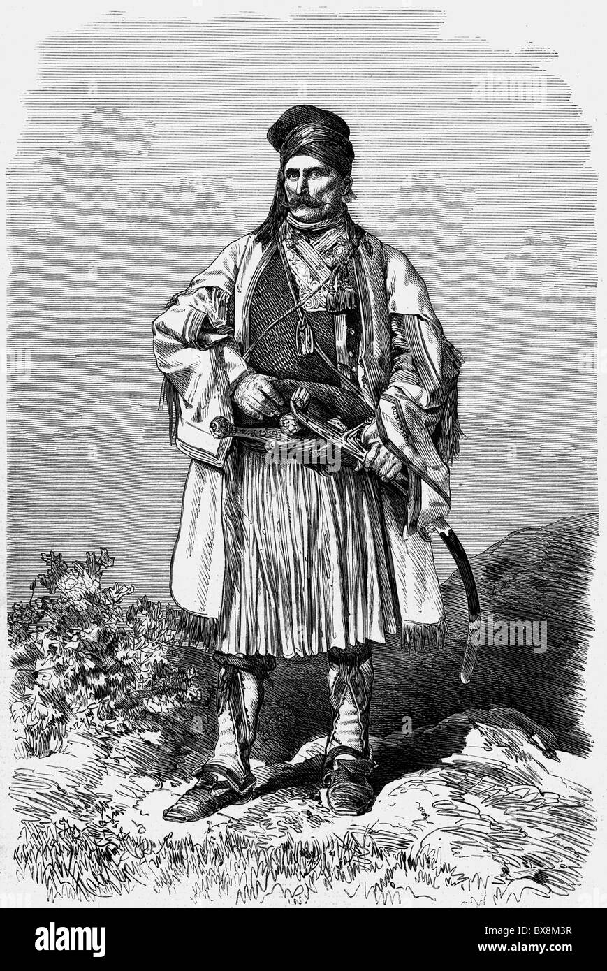 Voyvoda, Ilyo, 28.5.1805 - 17.4.1898, bulgarischer Revolutionär, Holzgravur nach Foto aus dem Jahr 1867, 19. Jahrhundert, Stockfoto