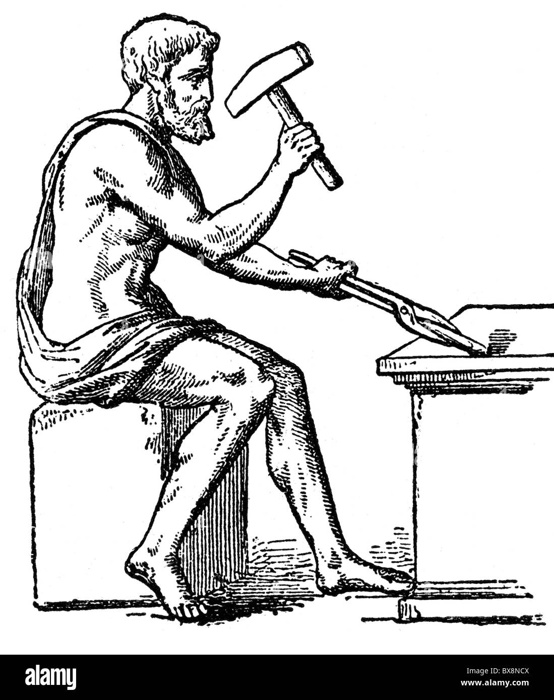 Menschen, Berufe, schmied, altgriechischer schmied, nach Töpferei, Holzstich, 19. Jahrhundert, Griechenland, BC, Antike Welt, Antike, Hammer, Handwerk, Handwerker, Handwerker, Werkzeug, Werkzeuge, historisch, historisch, alte Welt, zusätzliche-Rechte-Clearences-nicht verfügbar Stockfoto