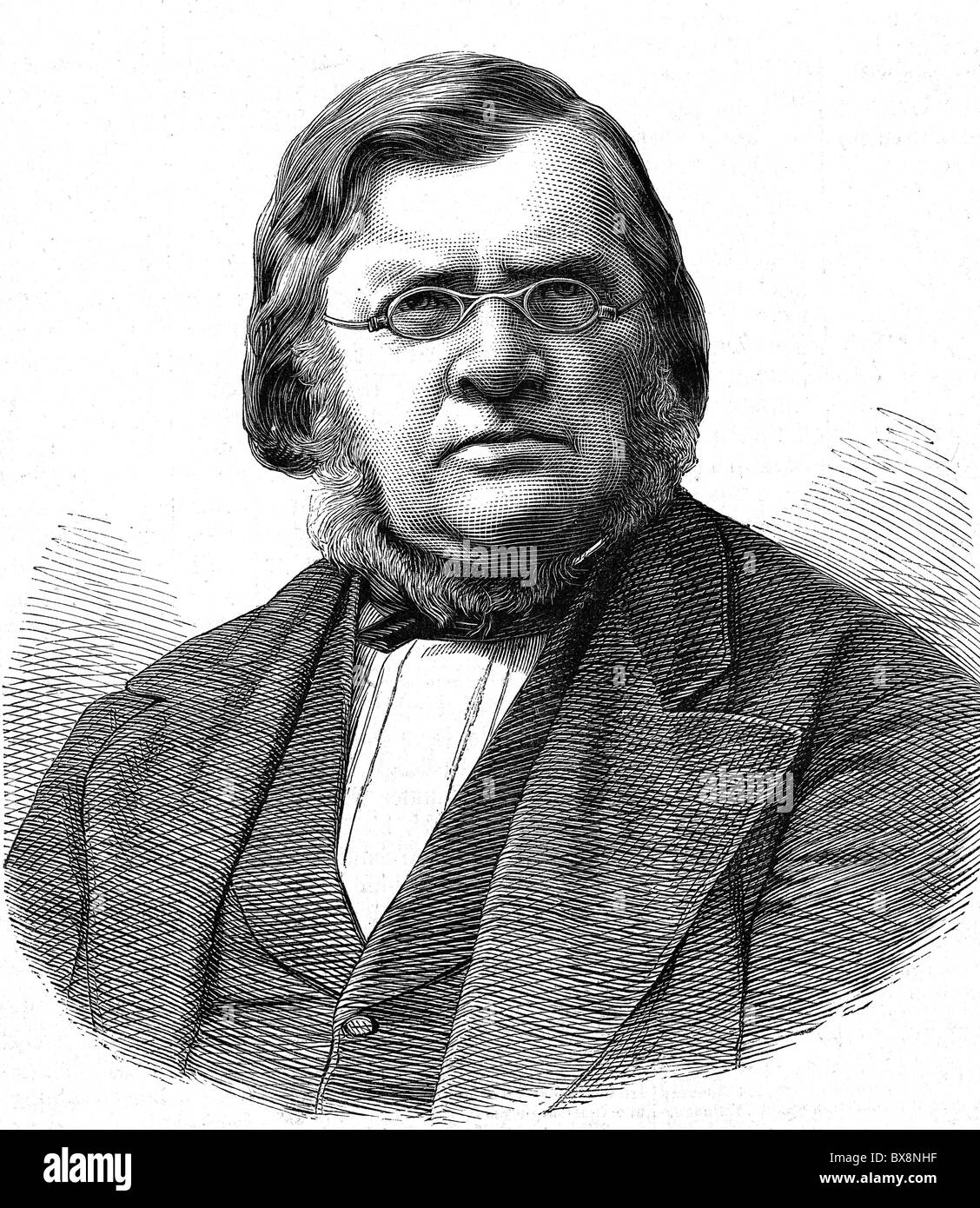 Oser, Friedrich, 1826 - 1891, deutscher Liedermacher, Porträt, Holzgravur, 19. Jahrhundert, Stockfoto