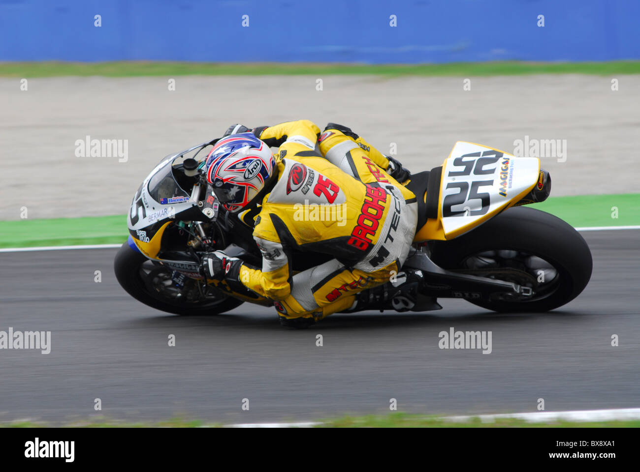 SBK-Fahrer auf Strecke Monza, Italien Stockfoto