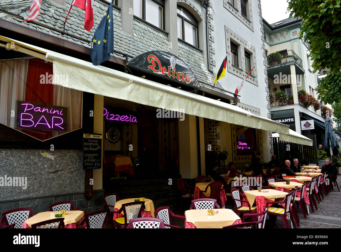 Delicio Panini bar Pizzeria mit Lieferservice Tirano Italien Stockfoto