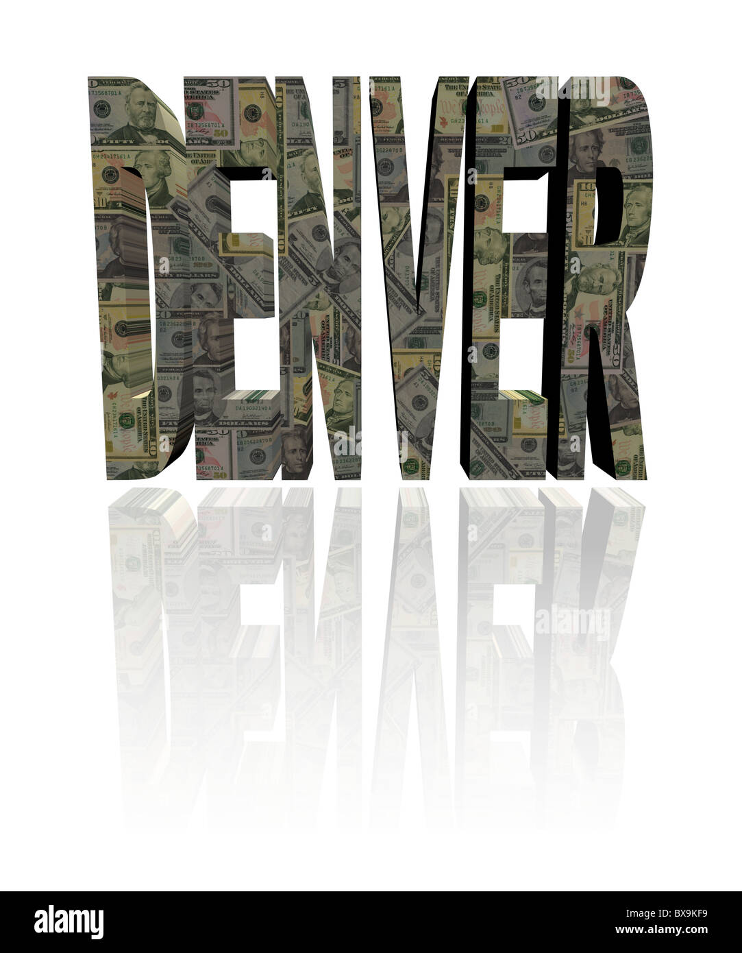 Denver Text mit amerikanischen Dollar illustration Stockfoto
