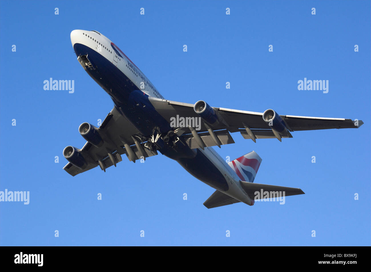 Flugzeug Boeing 747 Jumbo Landung Stockfoto