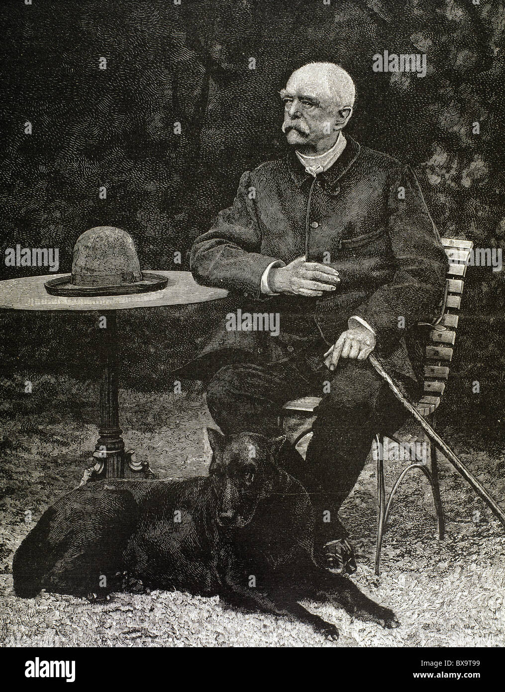 BISMARCK, Otto-Leopold, Prinz von (1815-1898). Deutscher Staatsmann. 19. Jahrhundert Kupferstich von R. Bong. Stockfoto