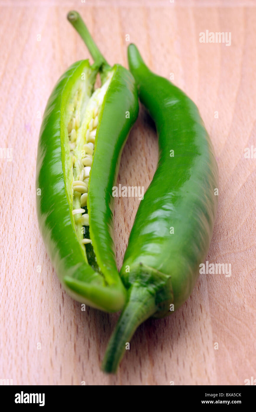 Grüne chilis Stockfoto