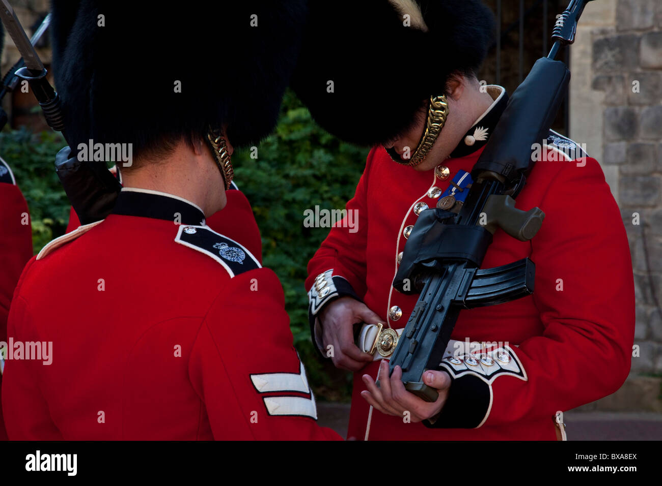 Ändern der Guard Zeremonie, Windsor Castle, Berkshire, England Stockfoto