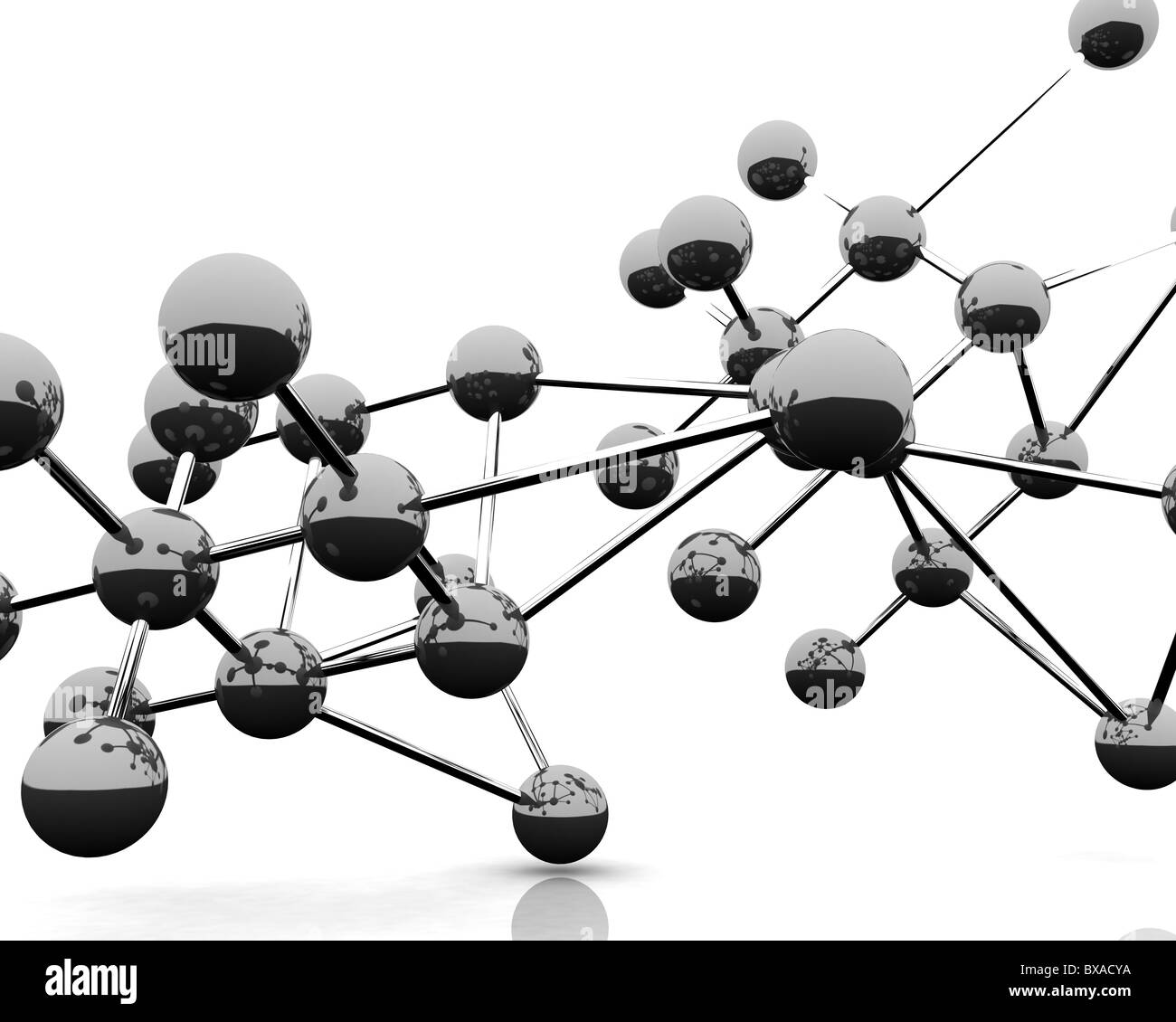 3D-Render abstrakte Sicht von Molekülen. Stockfoto