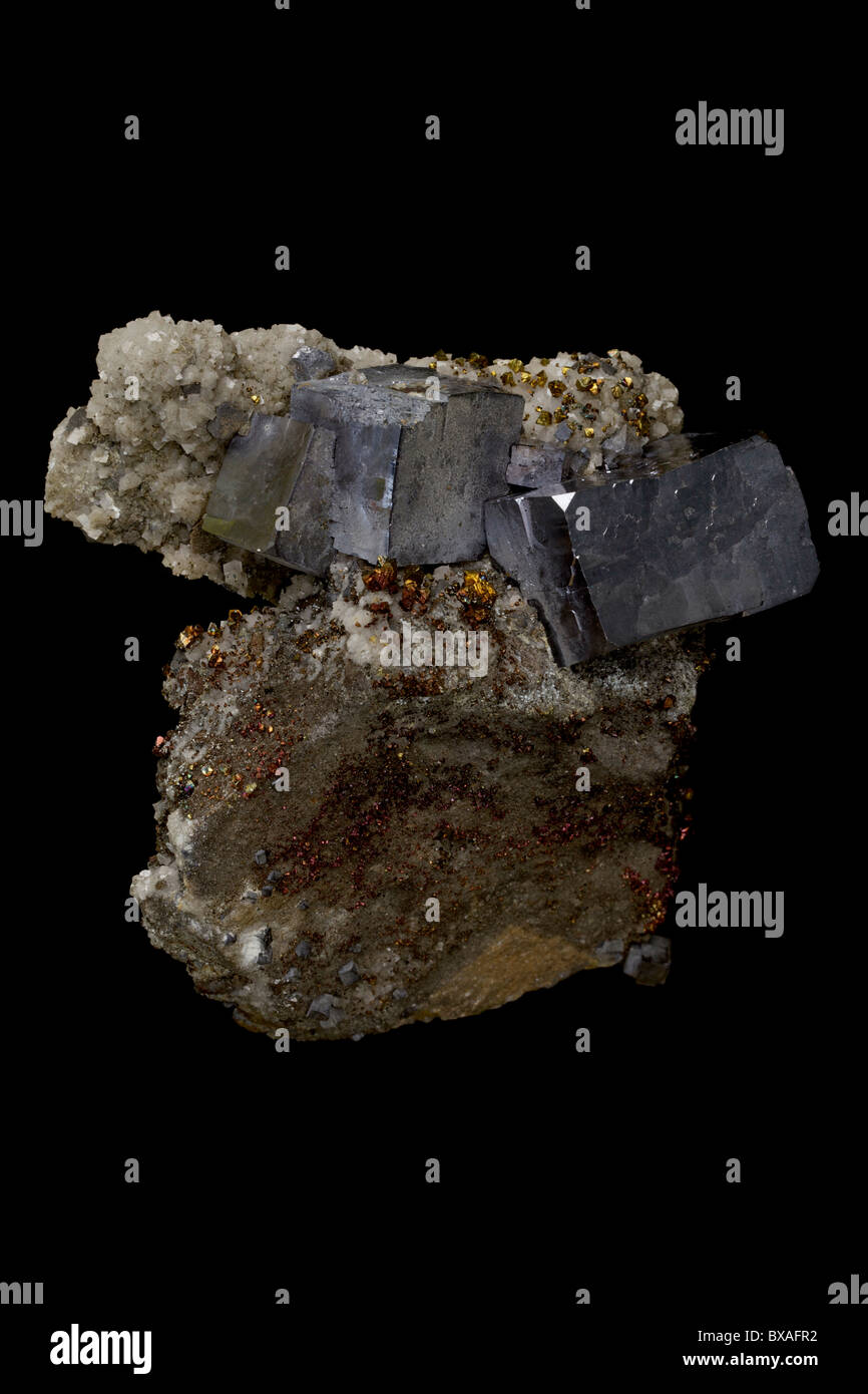 Galenit (PbS - Leitung Sulfid) - Sweetwater Mine - Reynolds County - Missouri - USA - das primäre Erz von Blei Stockfoto