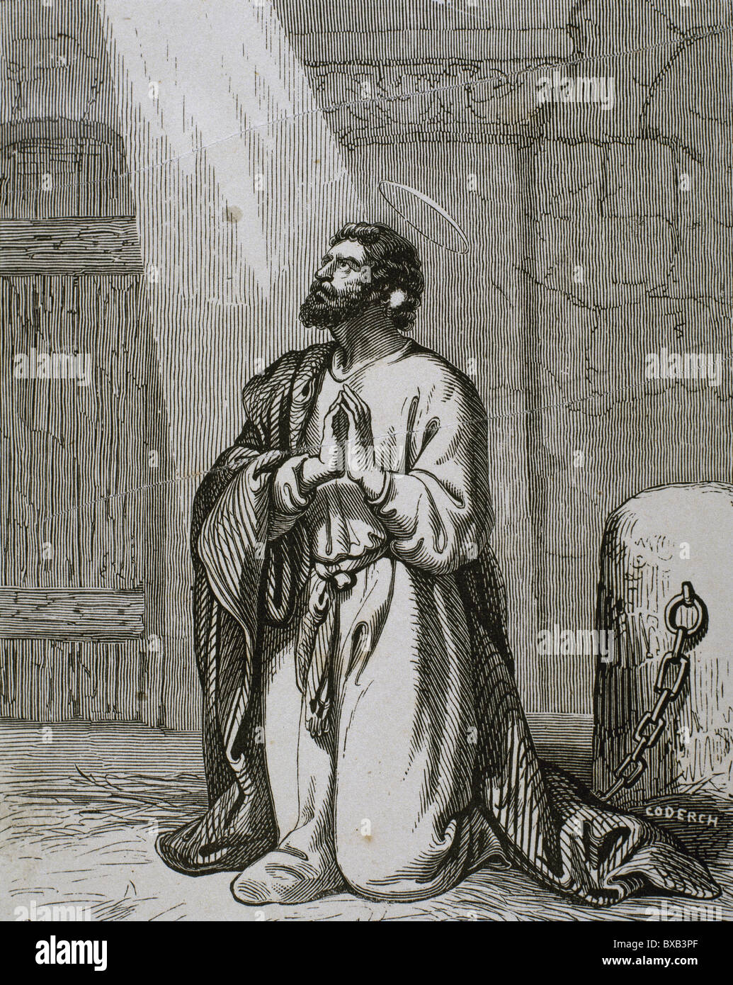 Saint Candido (3. Jahrhundert). In Rom den Märtyrertod erlitt. Coderch Gravur. Stockfoto