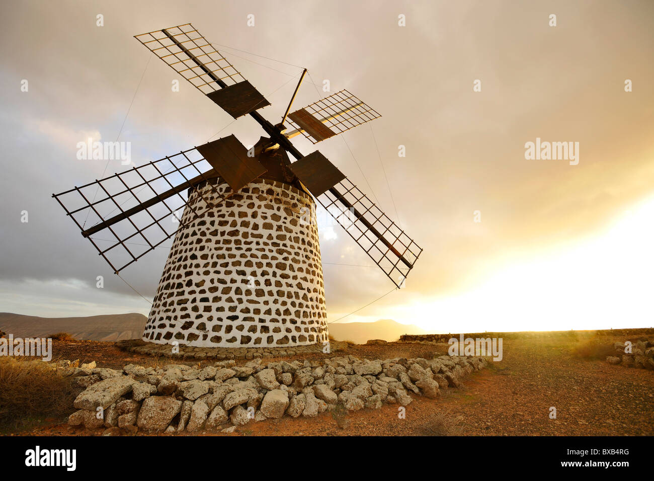 Windmühle, Fuerteventura, Kanarische Inseln, Spanien, Europa Stockfoto
