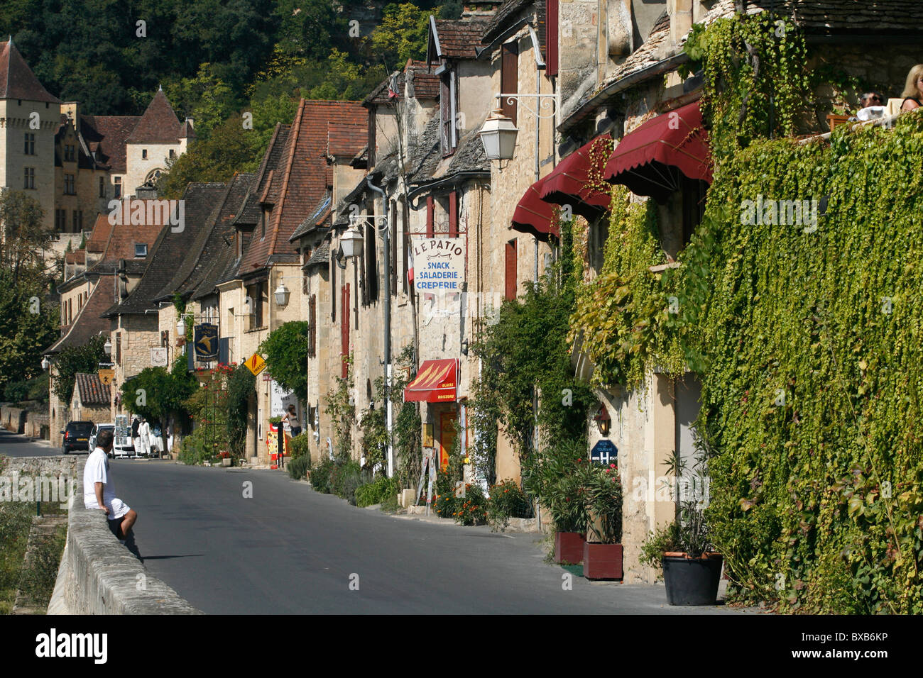 La Roque-Gageac, Street, Dordogne-Tal, Aquitaine, Frankreich Stockfoto
