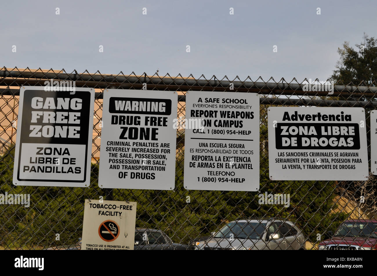 Warnzeichen in Los Angeles Droge und Gang-Kultur Stockfoto
