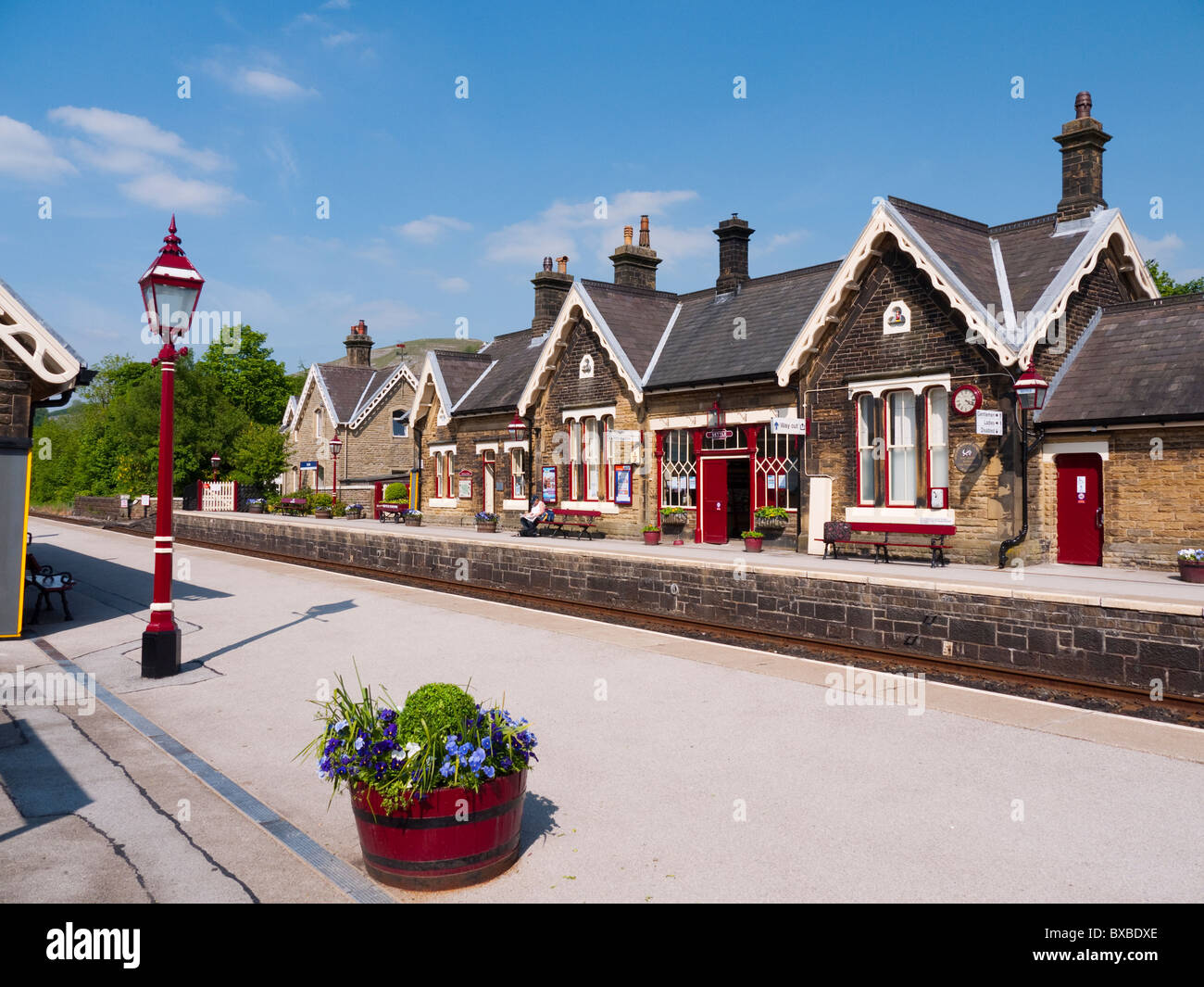 Niederlassen Sie Bahnhof auf der Settle Carlisle Eisenbahnlinie. Yorkshire Dales Stockfoto