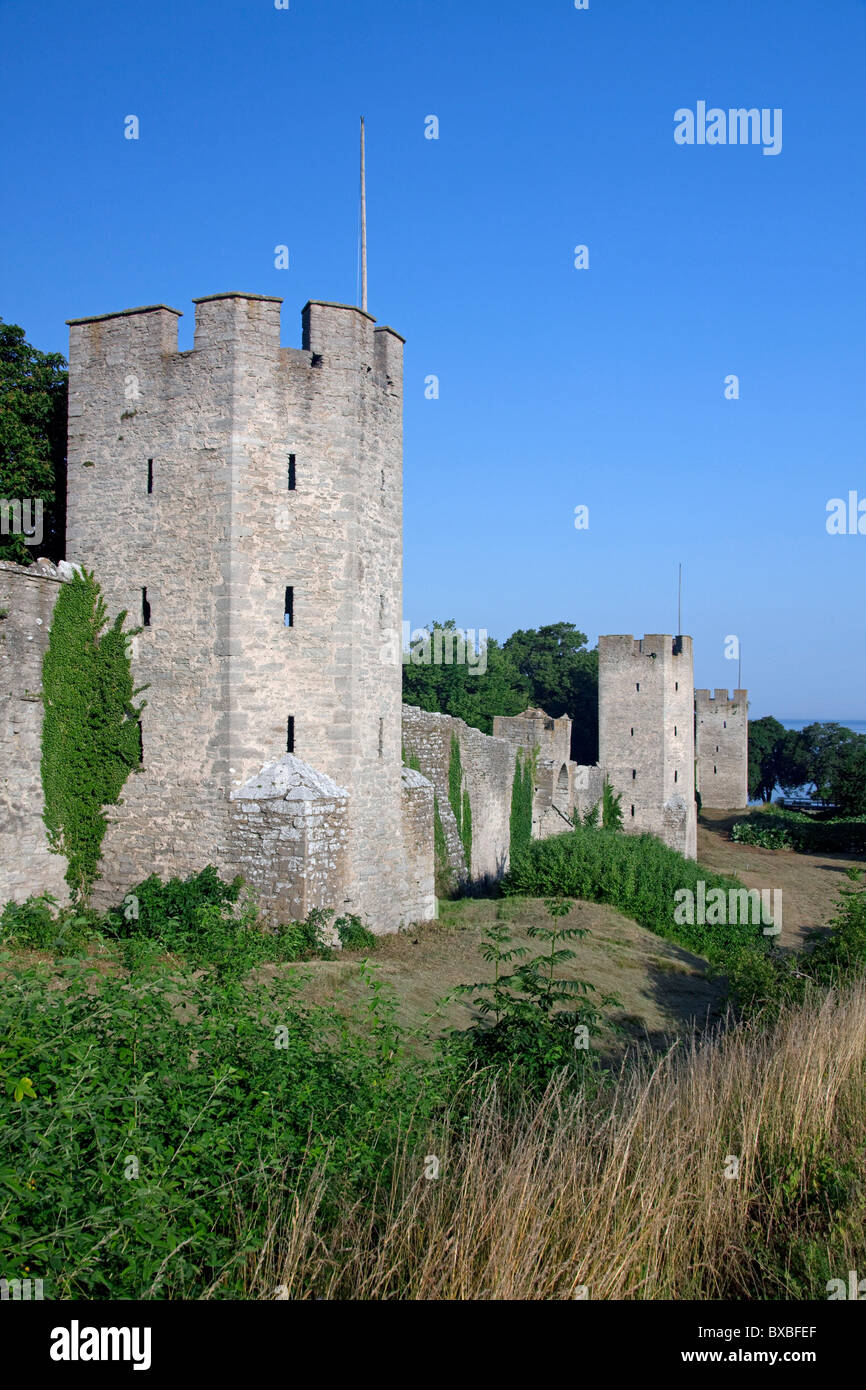 Die Ringmuren / Ring Wand in Visby, Insel Gotland, Schweden Stockfoto