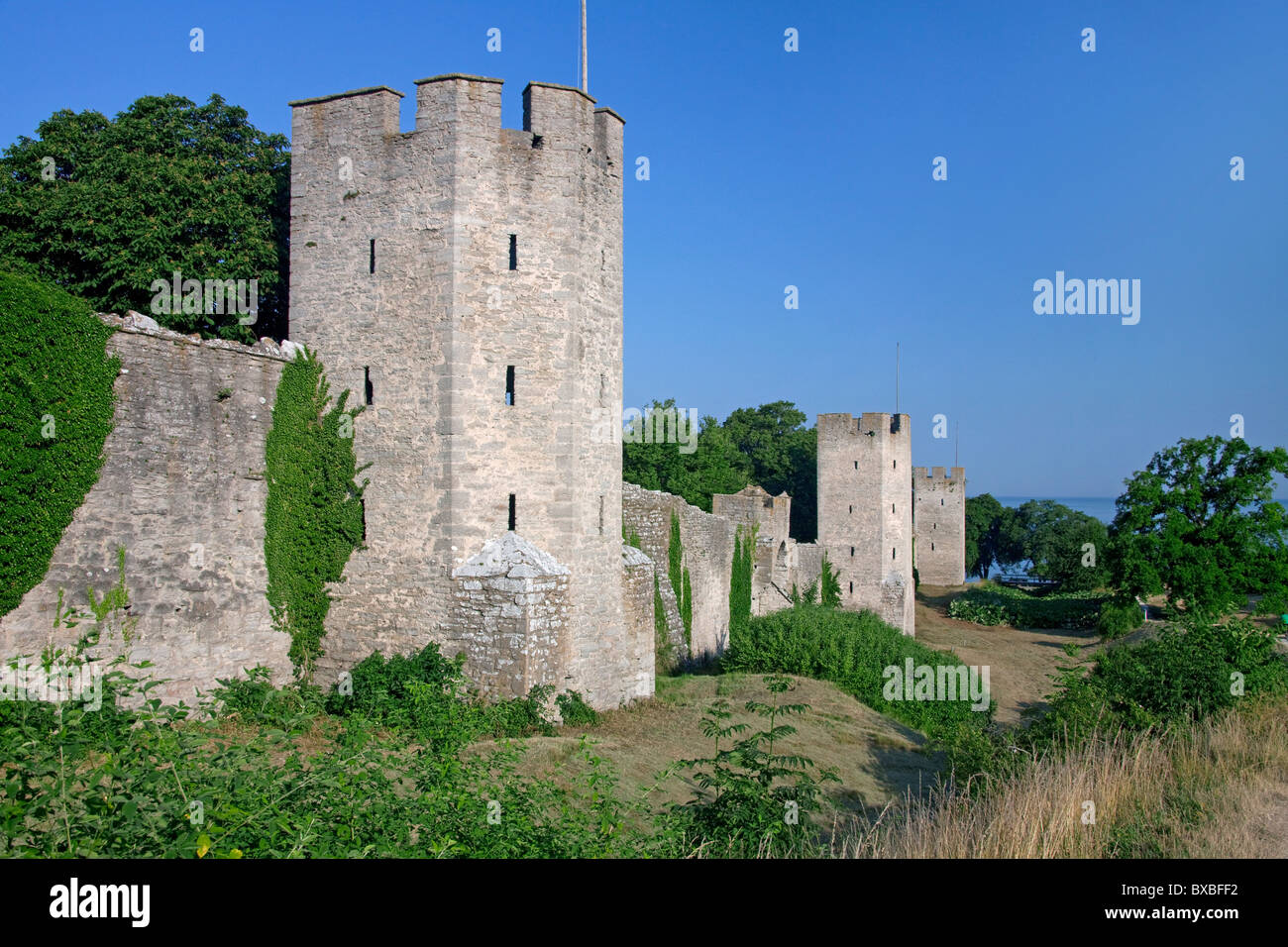 Die Ringmuren / Ring Wand in Visby, Insel Gotland, Schweden Stockfoto