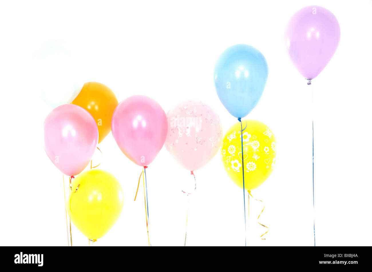 Bunte Luftballons in einer Geburtstagsfeier Stockfoto