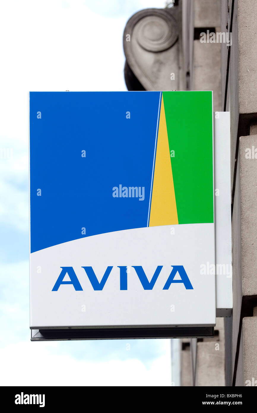 Logo der Aviva Versicherung in London, England, Vereinigtes Königreich, Europa Stockfoto