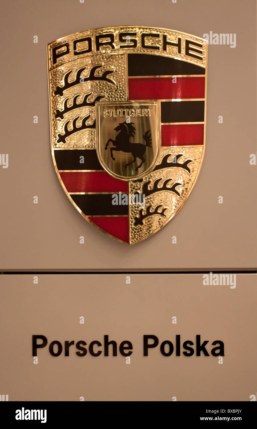 Porsche Wappen und Worte Porsche Polska Stockfoto