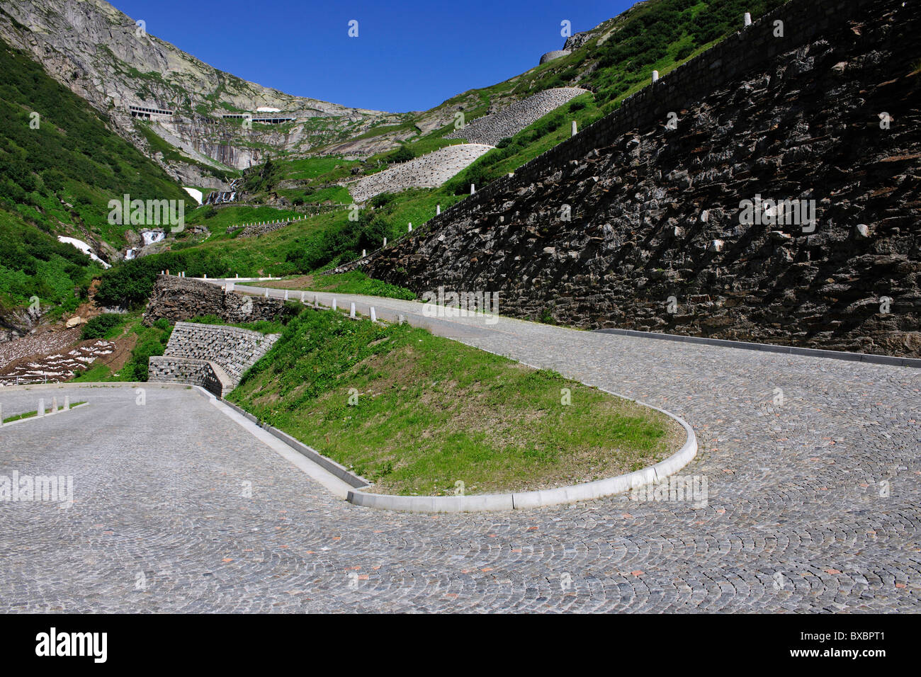 Alten Gotthard-Passstrasse, Tremola, Kanton Tessin, Schweiz, Europa Stockfoto