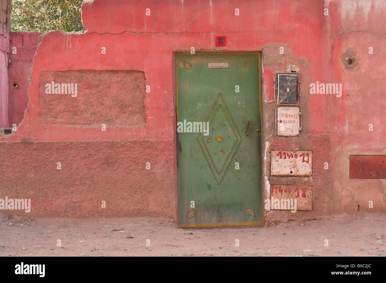 Grüne Marrakesch Marokko rote Straße Stockfoto