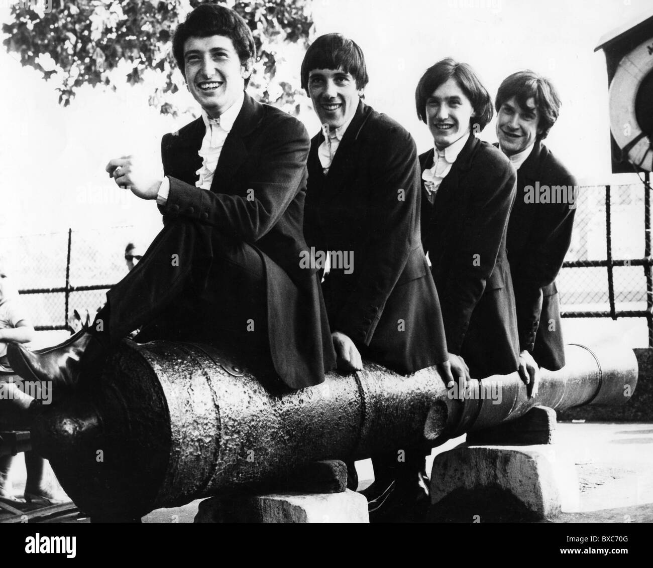 Kinks, Die britische Musikband, Mitglieder: Ray Davis, Mick Avory, Dave Davies, Peter Quaife, Mitte der 1960er Jahre, Stockfoto
