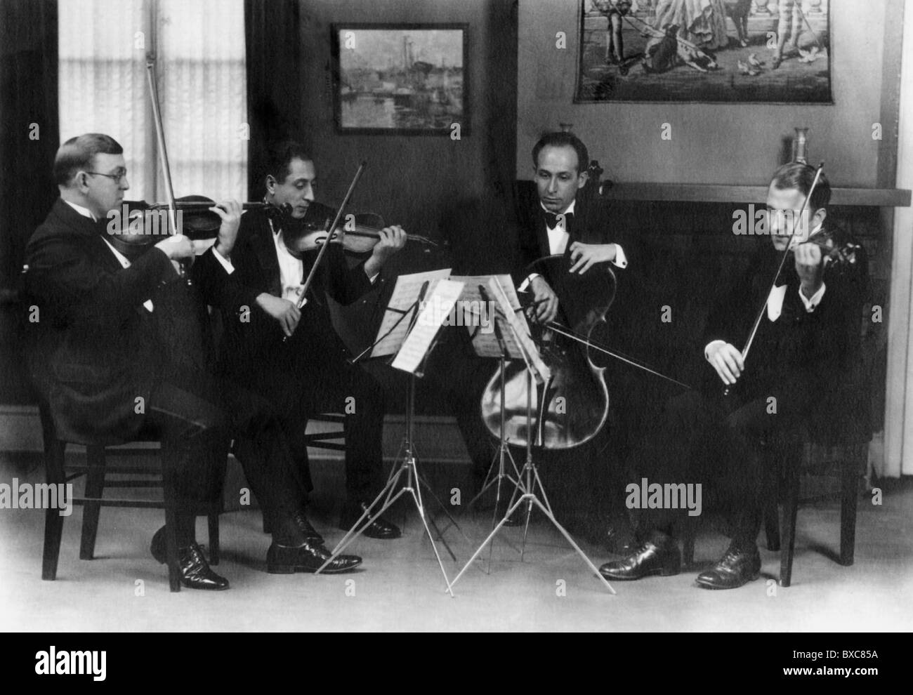Musik, Musikgruppe, Ensemble, Streichquartett, 1920er Jahre, zusätzliche-Rechte-Clearenzen-nicht verfügbar Stockfoto