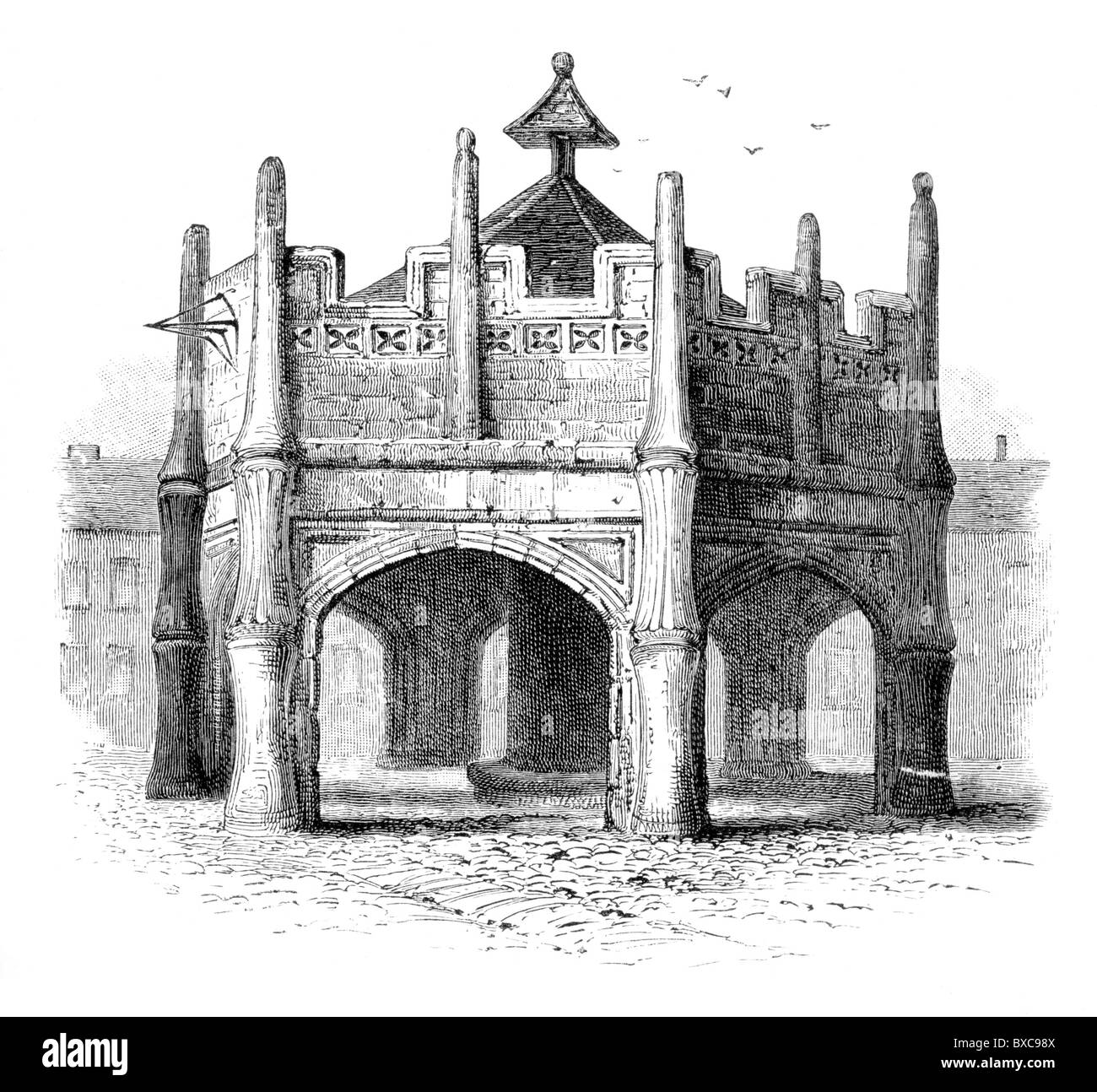 Bridgewater hohe Kreuz; 17. Jahrhundert; Schwarz und weiß-Abbildung; Stockfoto