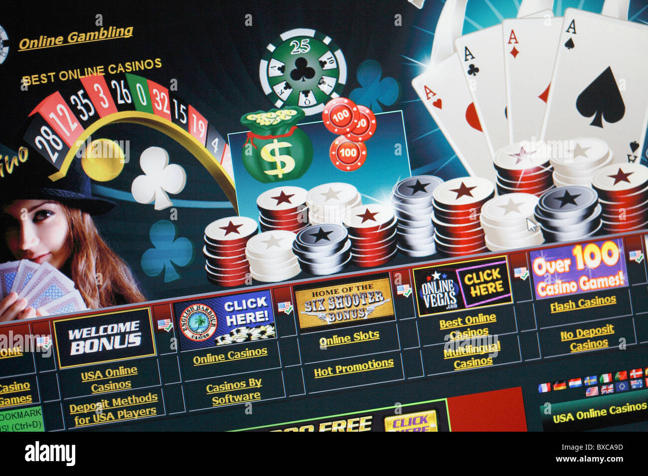 Online-Glücksspiel screenshot Stockfoto