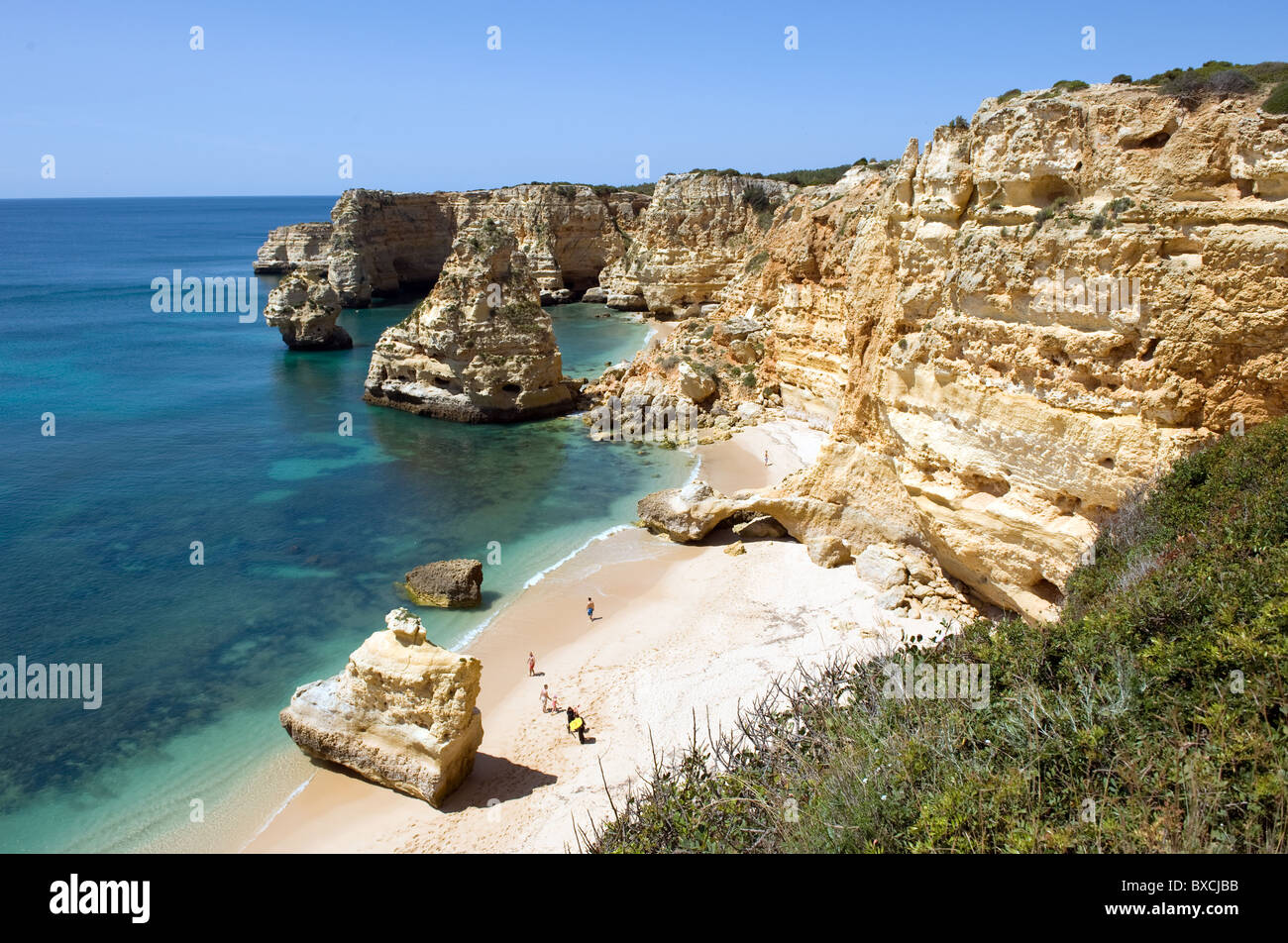 Felsen am Praia da Marinha, Armacao de Pera, Portugal Stockfoto